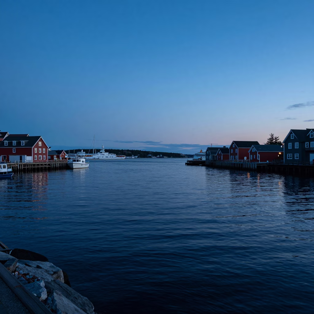 Harbor View in Halifax at The Still Hours Before Dawn Light in in Halifax, Nova Scotia, Canada