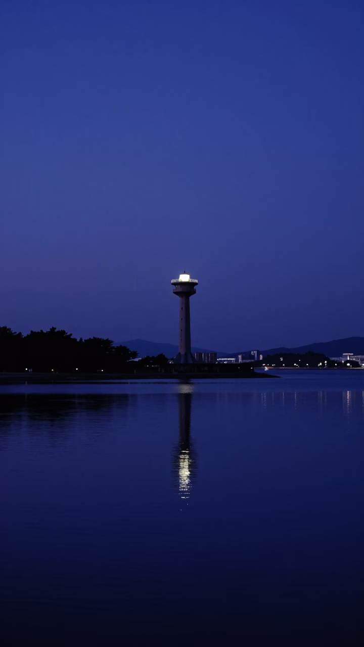 Harbor View in Kaohsiung at The Predawn Darkness Light in in Kaohsiung, Taiwan