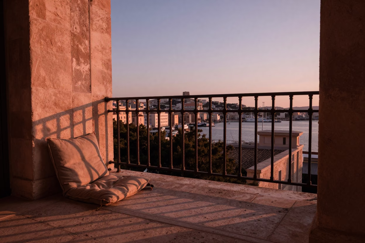 Harbor View in Marseille at Copper-toned Light Before Dusk in in Marseille, France