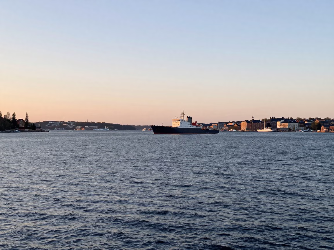 Harbor View in Stockholm at The Early Morning Light in in Stockholm, Sweden