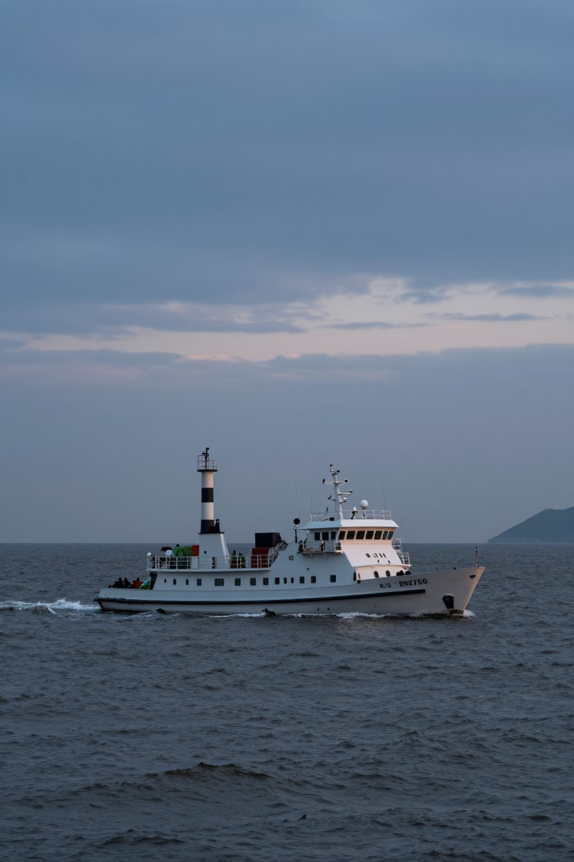 Harbor Waters in Busan at Nautical Dawn Light in in Busan, South Korea