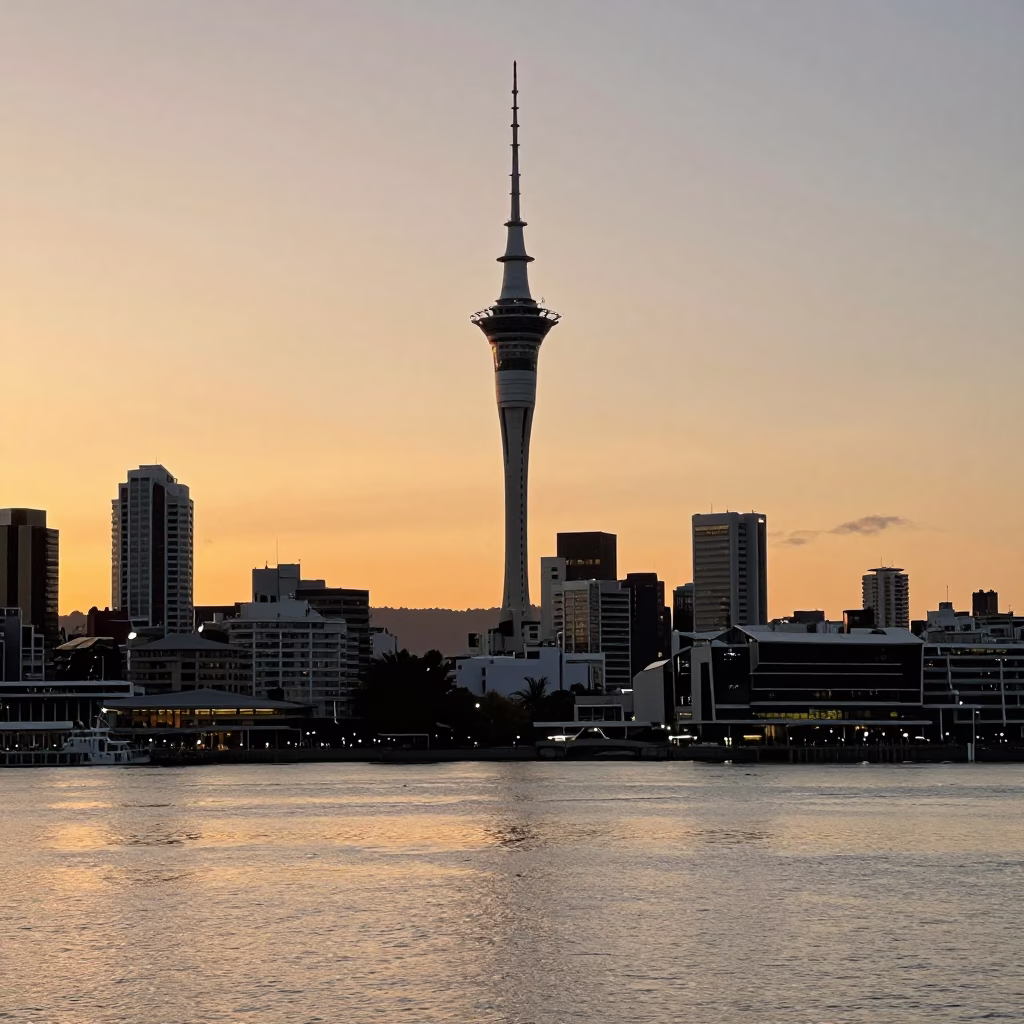 Harbour at Honeyed Evening Light in Auckland in in Auckland, New Zealand