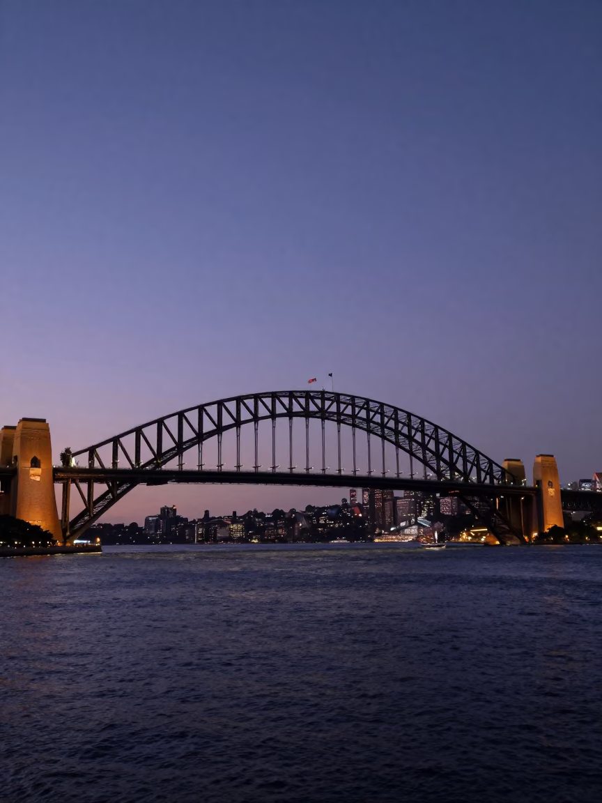 Harbour Bridge in Sydney at Indigo Twilight After Sunset in in Sydney, New South Wales, Australia