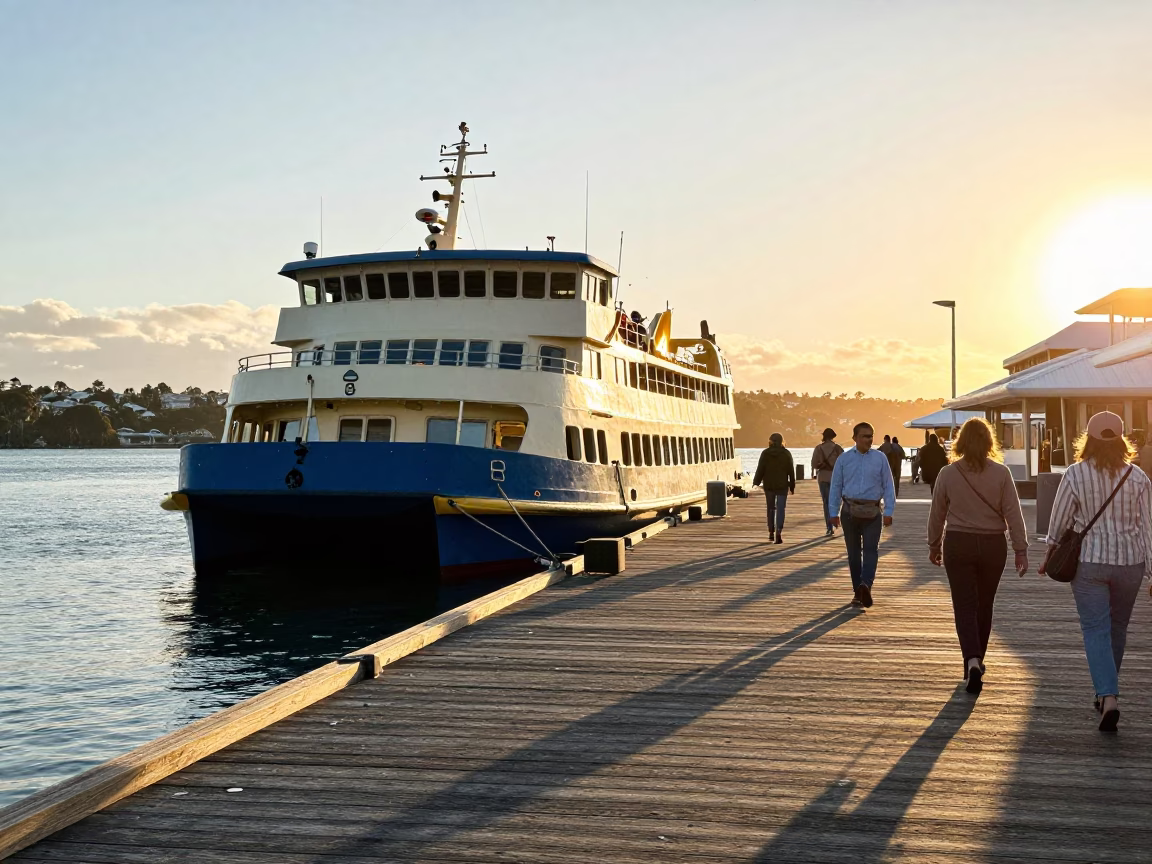 Harbour Dock in Auckland at Golden Hour in in Auckland, New Zealand
