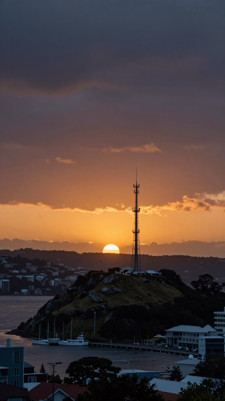 Harbour From Oriental Bay in Wellington in in Wellington, New Zealand
