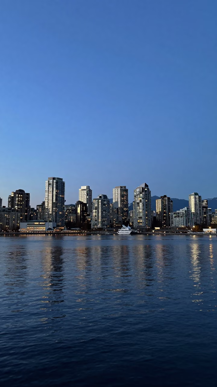 Harbour in Vancouver British Columbia at Twilight in in Vancouver, British Columbia, Canada