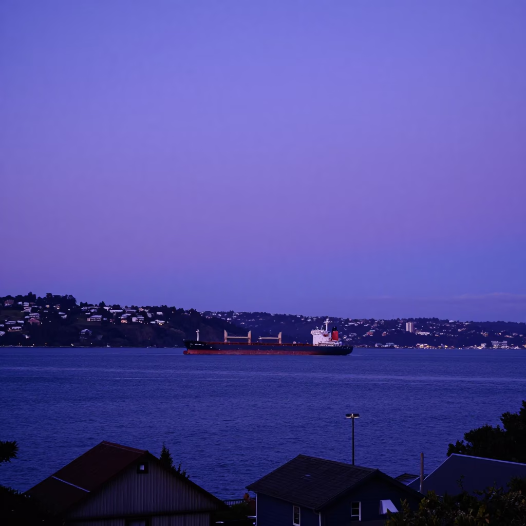 Harbour View in Wellington at Blue Hour in in Wellington, New Zealand