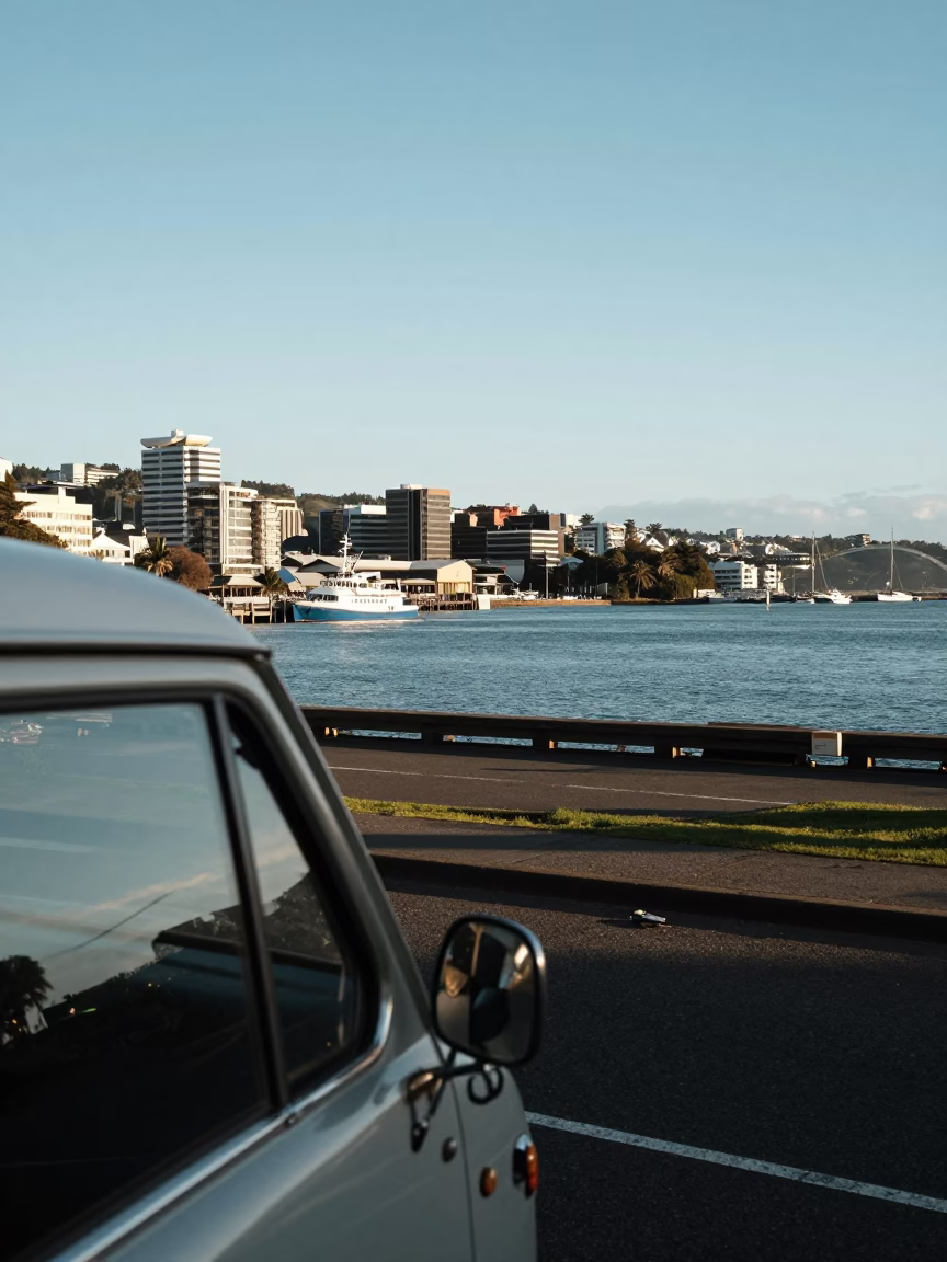 Harbour View in Wellington at Clear Late-afternoon Light in in Wellington, New Zealand