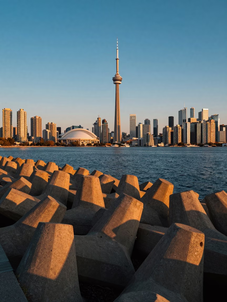 Harbourfront View in Toronto at Golden Hour in in Toronto, Ontario, Canada