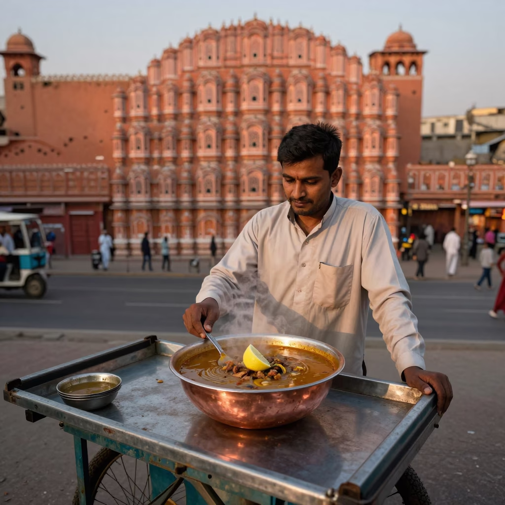 Harira Soup in Jaipur at Copper-toned Light Before Dusk in in Jaipur, India