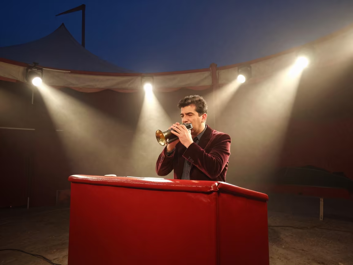 Harmonica Player in Autumn Circus Diner Izmir in under a circus tent in Izmir