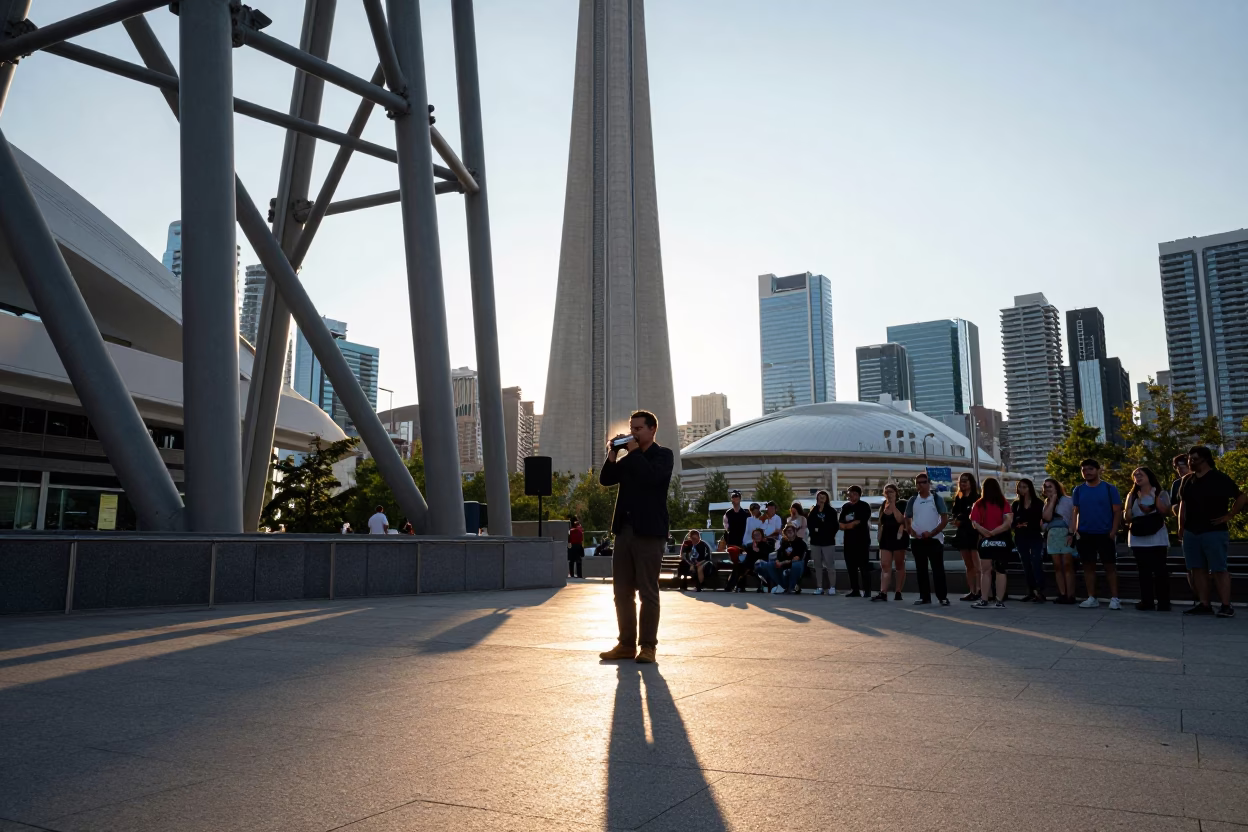 Harmonica Player in Toronto at The Late Afternoon Light in in Toronto, Ontario, Canada