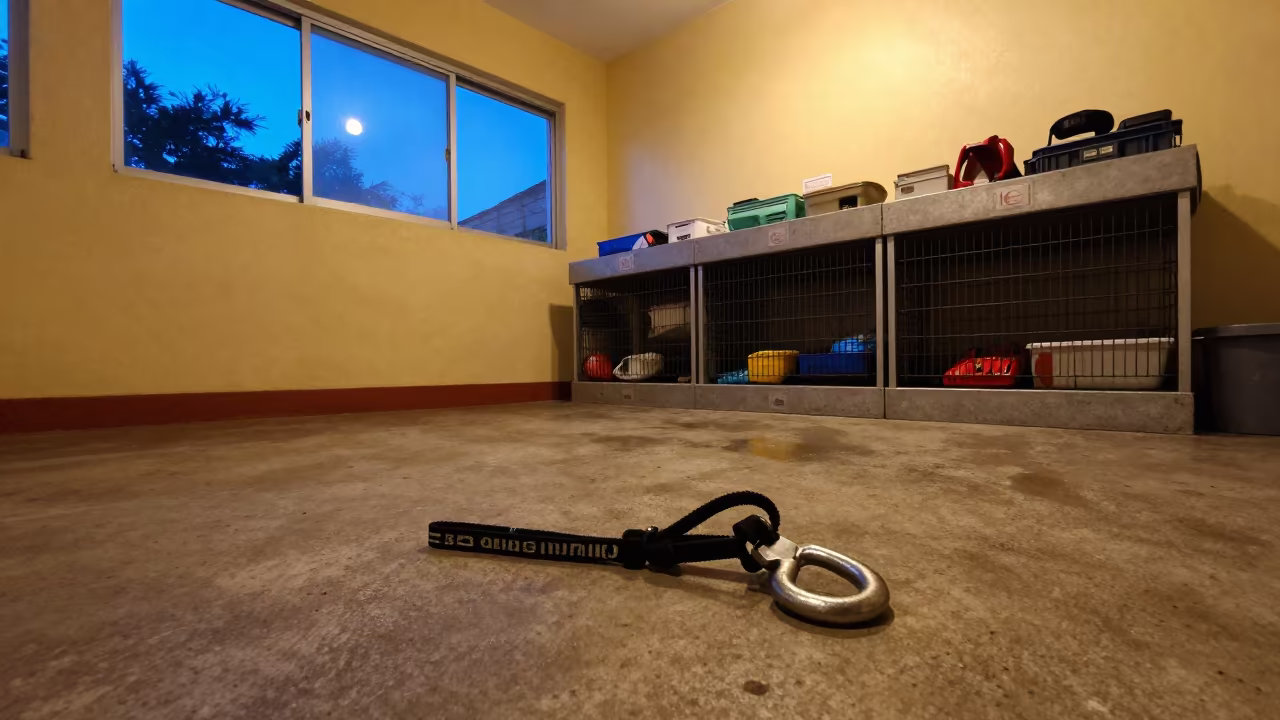 Harness Hook on Floor Before Pet Intake Cycle in inside a fish bagging counter zone near Barquisimeto