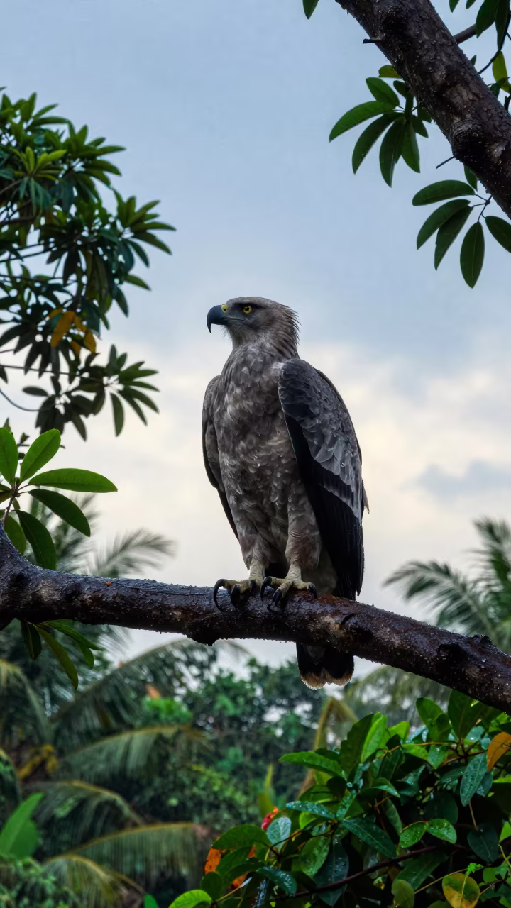 Harpy Eagle Perched Wet Season Hyderabad in near Hyderabad