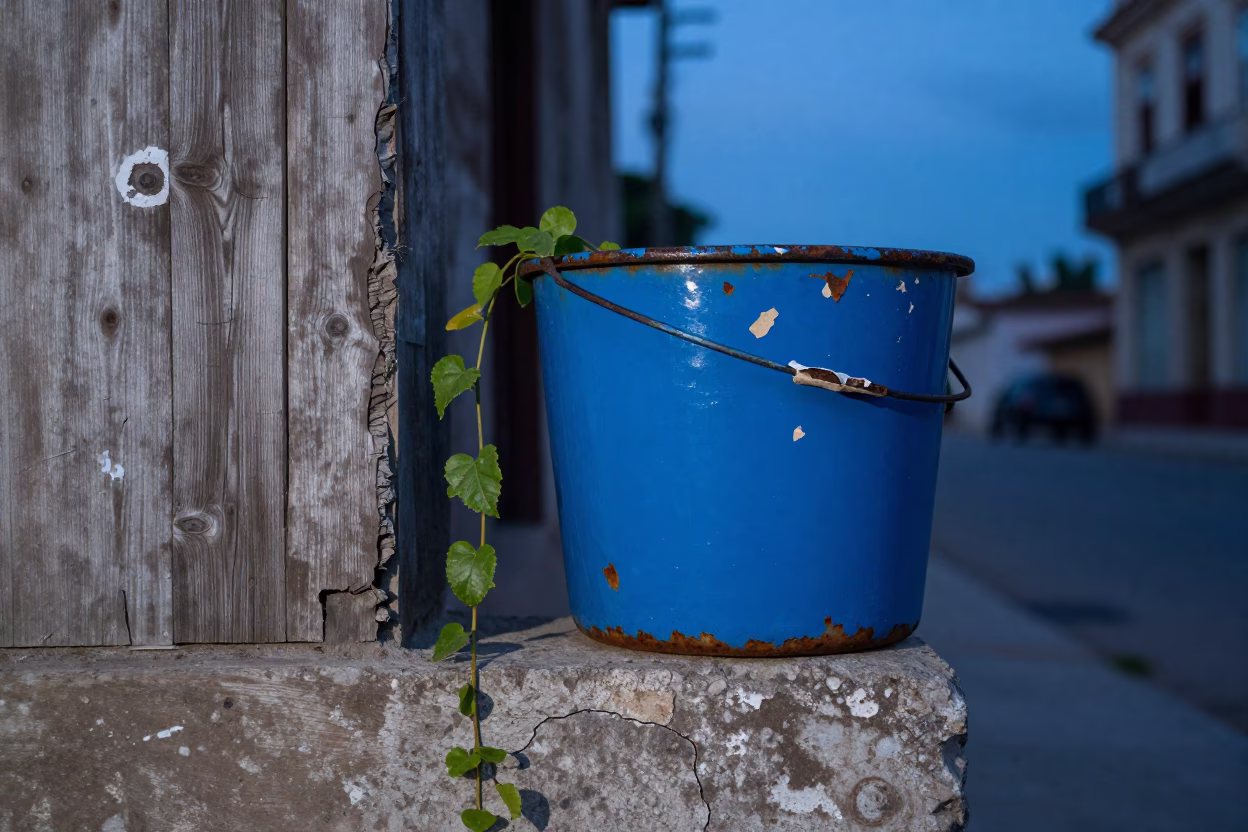Havana Blue Enamel Bucket in in Havana, Cuba