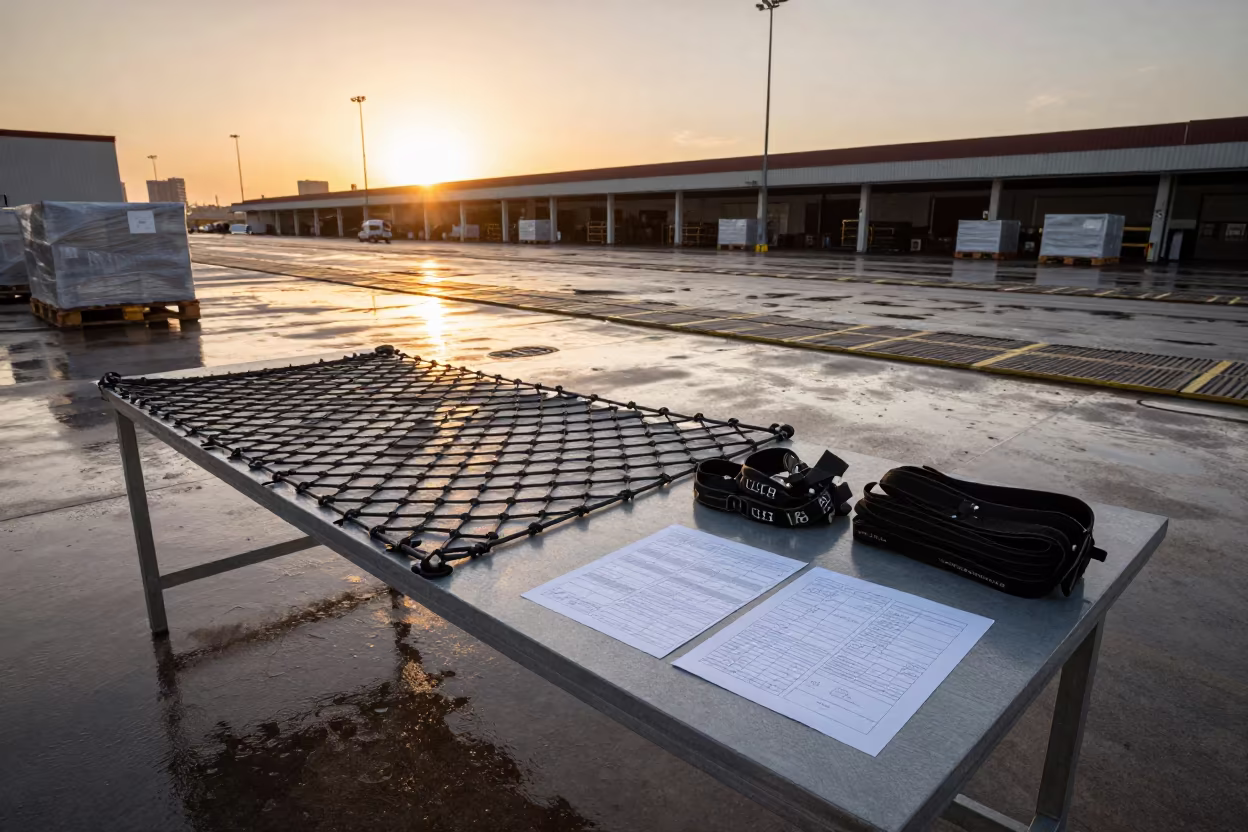 Havana Cargo Nets Sunset Dock Operations in outside a distribution center receiving lane in Havana