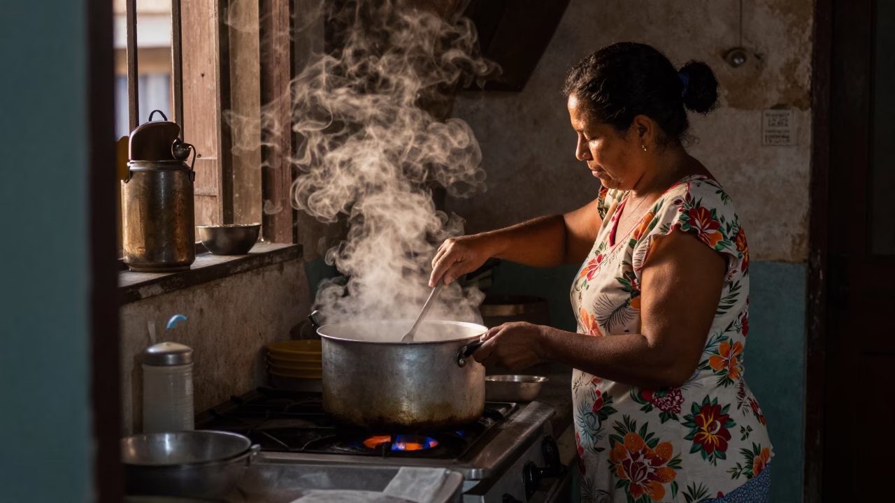 Havana Cuba Before Dawn Kitchen Scene With Steam And Cooking Pot in in Havana, Cuba