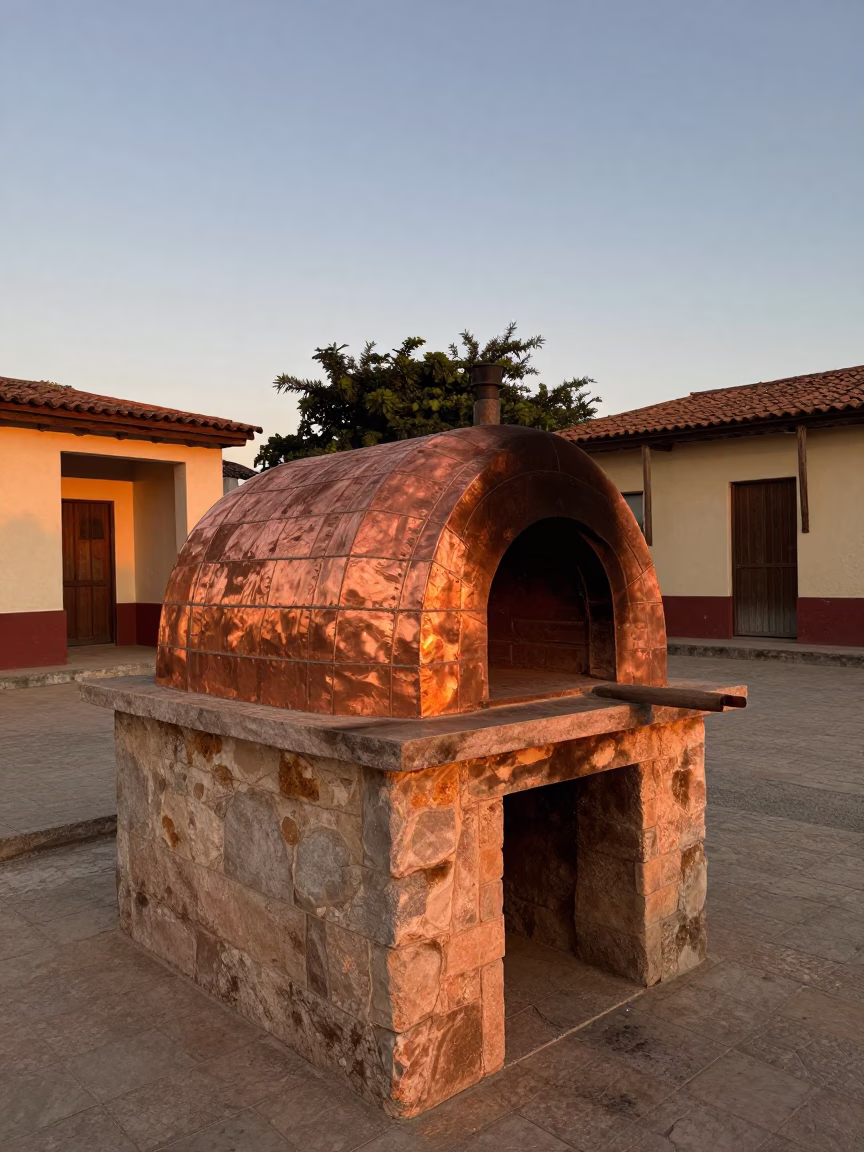 Havana Cuba Before Dusk Copper Light Traditional Bread Oven Village Square in in Havana, Cuba