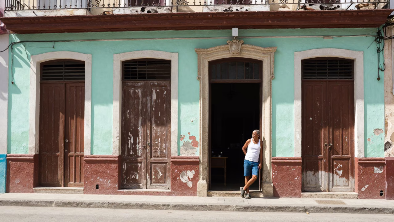 Havana Cuba Midday Street Scene with Wrench and Sancocho Stew in in Havana, Cuba