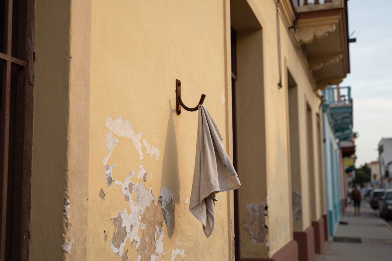 Havana Cuba Street Scene After Sunrise With Wall Hook And Folding Chair in in Havana, Cuba