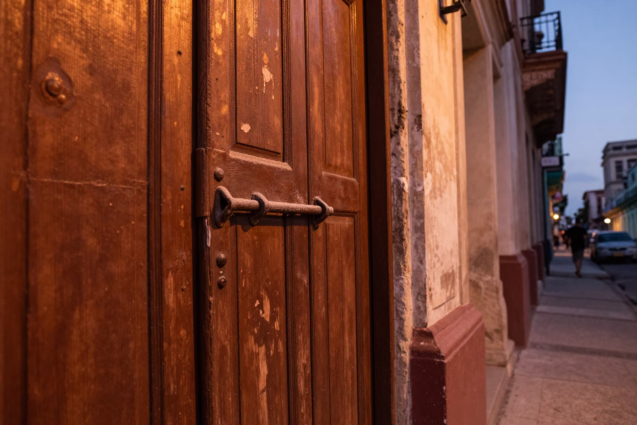 Havana Cuba Street Scene Copper Toned Light Before Dusk Local Life and Architecture in in Havana, Cuba