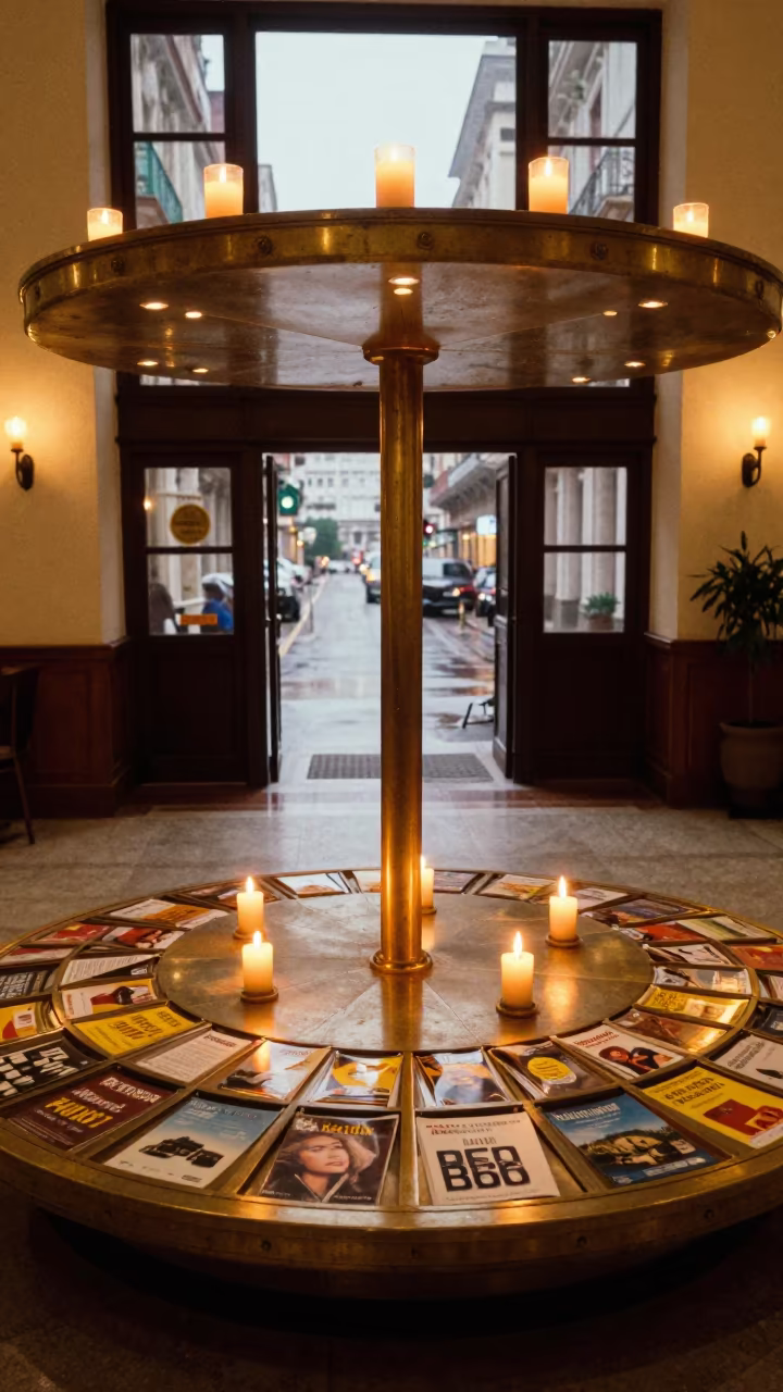 Havana Hotel Brochure Carousel in Warm Candlelight in inside a hotel lobby near Havana