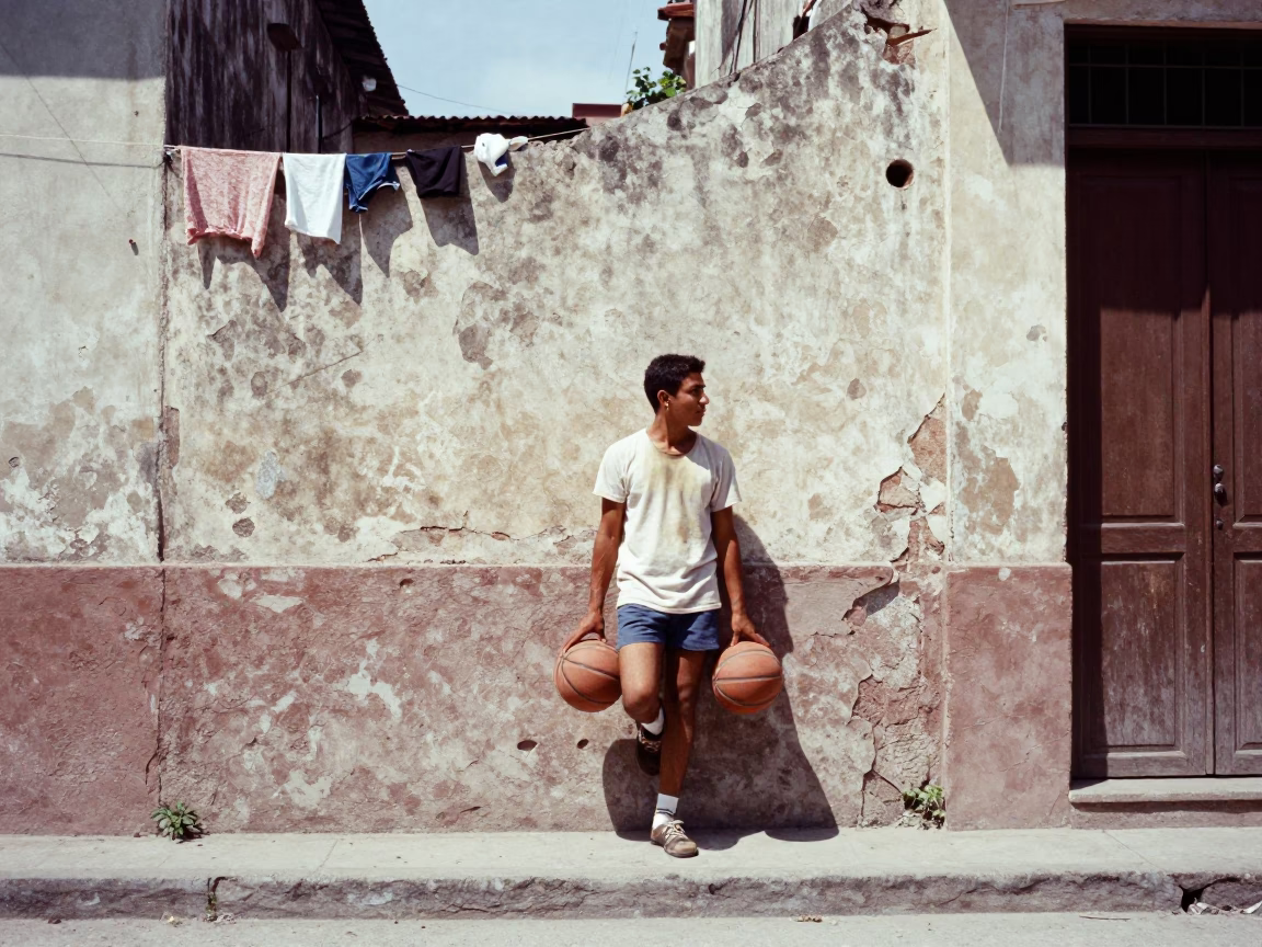 Havana Man at Flat Noon Light in in Havana, Cuba