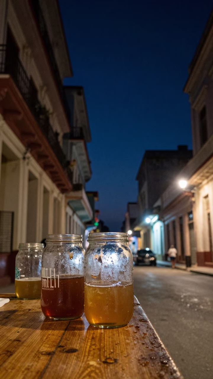 Havana Street Scene at The Deepest Night Sky Light in in Havana, Cuba