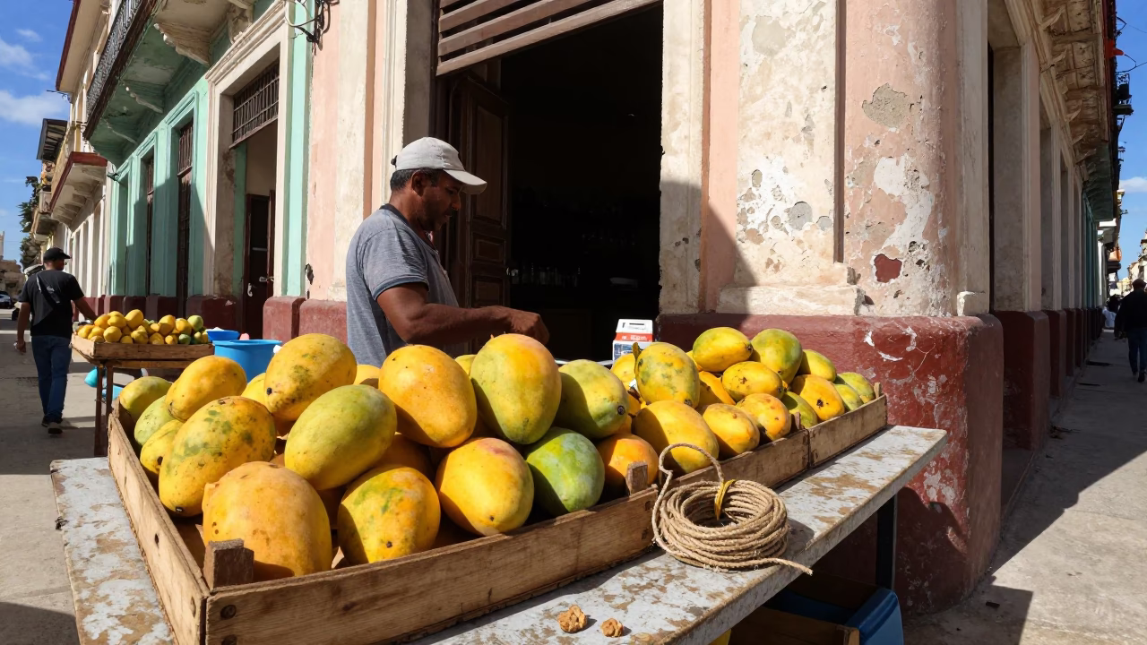 Havana Vendor Stall at Noon Light in in Havana, Cuba