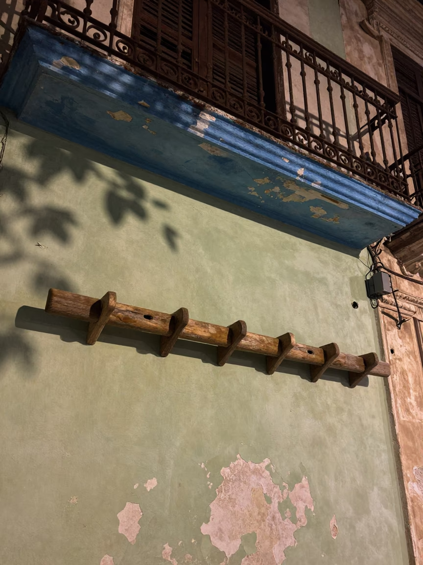 Havana Wooden Peg Rail in in Havana, Cuba