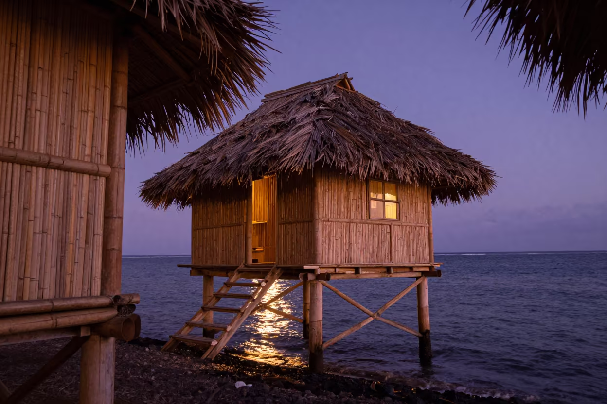 Hawaii Bamboo Tree House Blue Hour in in Hawaii