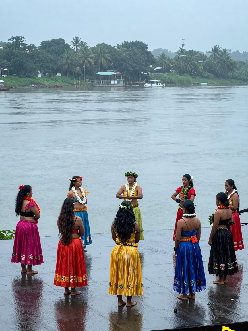 Hawaiian Hula Festival at Belgaum Waterfront Noon in at a waterfront celebration in Belgaum