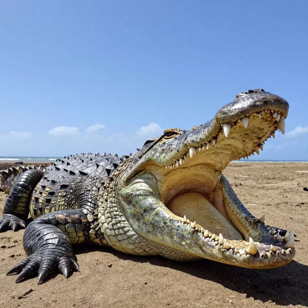 Hawaiian Saltwater Crocodile Noon Bask in in Hawaii