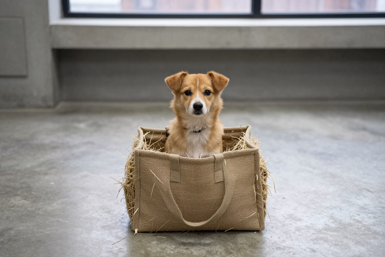 Hay Cube Tote in Mörön Adoption Room in inside an adoption room in Mörön