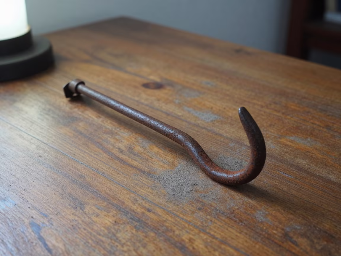 Hay Hook on Dusty Library Table in on a dusty library table near Malacca