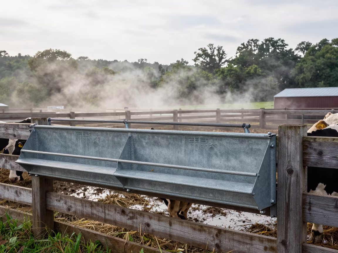 Hay moisture probe shelf morning ranch in inside a ranch corral in West Virginia