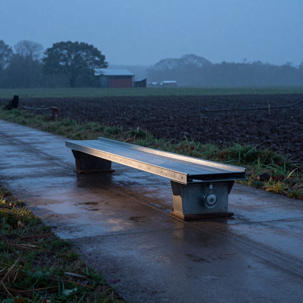 Hay moisture probe shelf winter stockyard in at a stockyard loading ramp in Rio Grande do Sul
