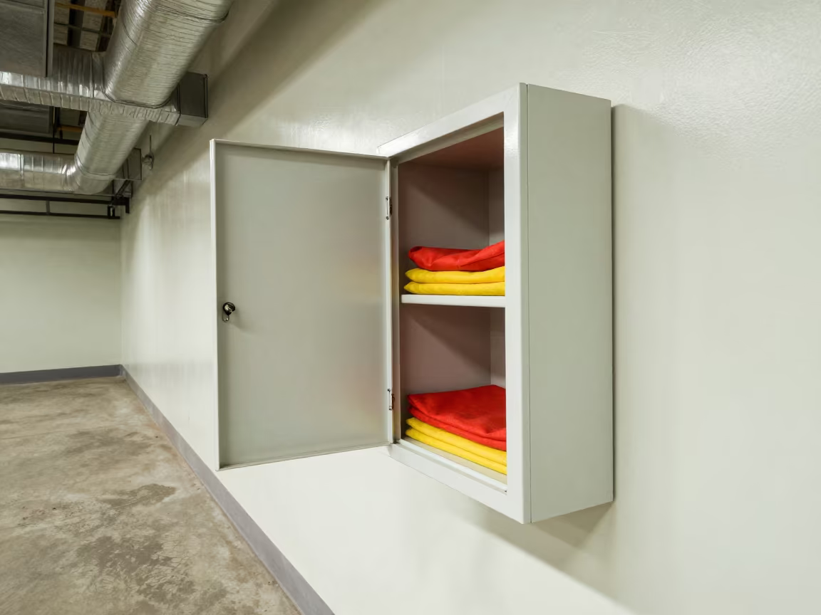 Hazmat Cabinet in Beijing Distribution Bay Midday in inside a chilled distribution bay near Beijing