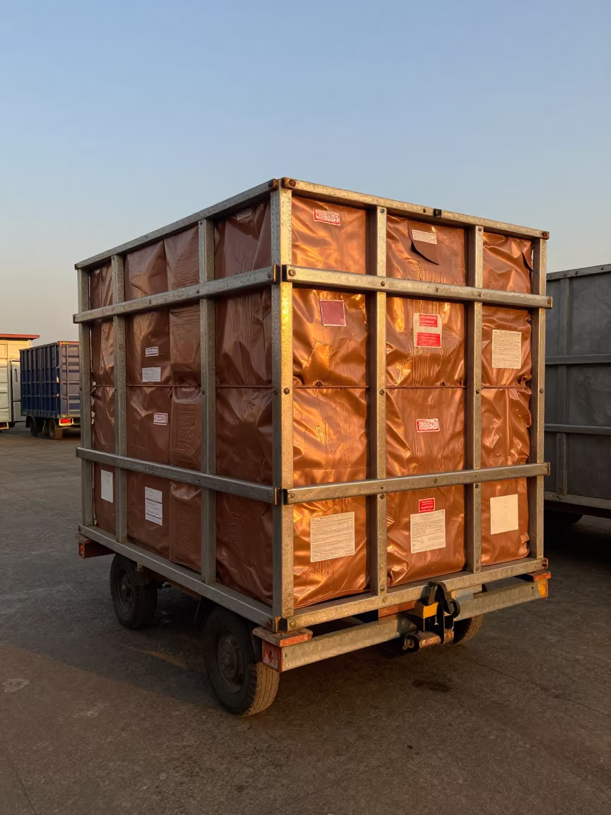 Hazmat Overpack Dolly in Kigali Cross-Dock in inside a cross-dock lane in Kigali