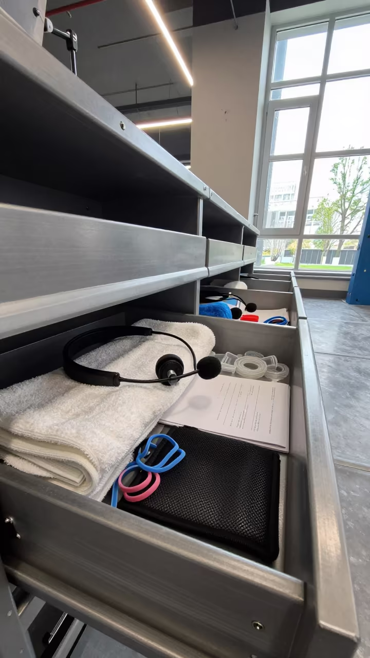 Headset Mic Drawer in Yerevan Climbing Gym in inside a climbing gym warmup zone near Yerevan