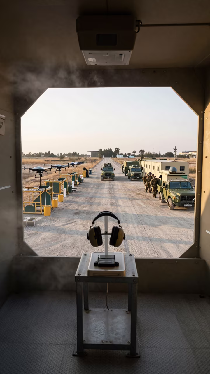 Hearing Protection Dispenser in Armored Vehicle Bay in in an armored vehicle bay near Thessaloniki