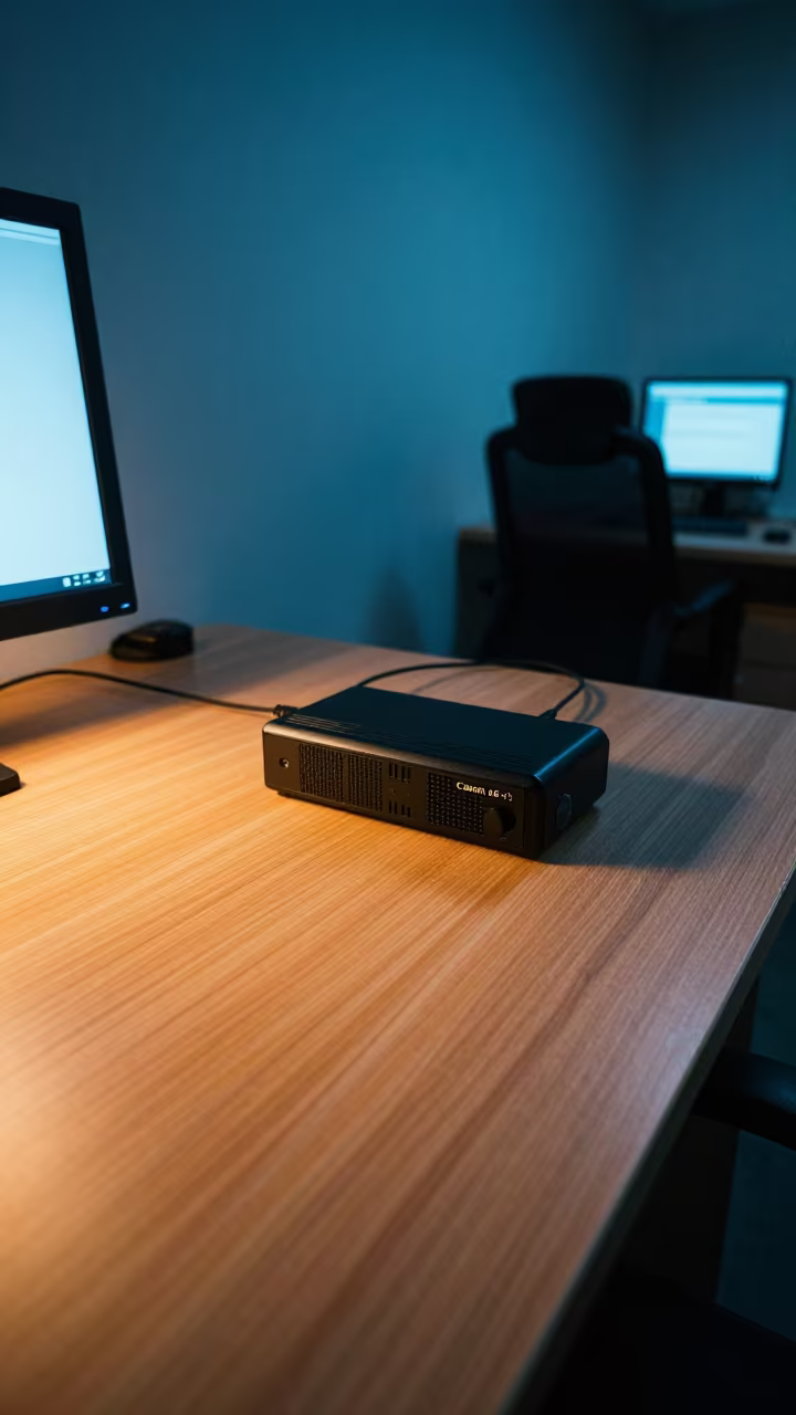 Hearing Receiver Charger in Twilight Operations Center in in an operations center under monitor glow in Singida