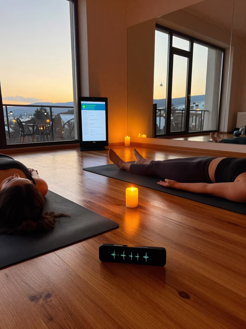 Heart Rate Kit Between Blocks in Trabzon Studio in inside a yoga studio before the session begins near Trabzon