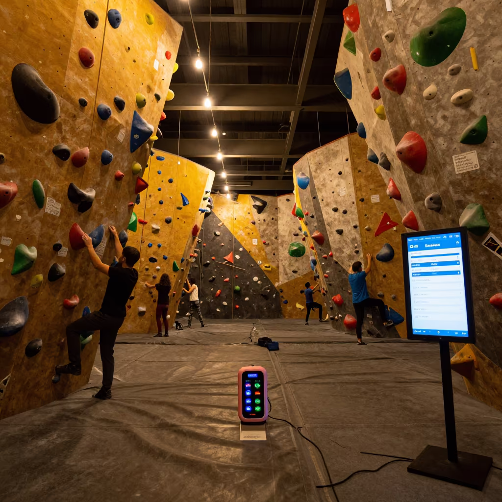 Heart Rate Strap Kit in Sokodé Climbing Gym in inside a climbing gym warmup zone in Sokodé