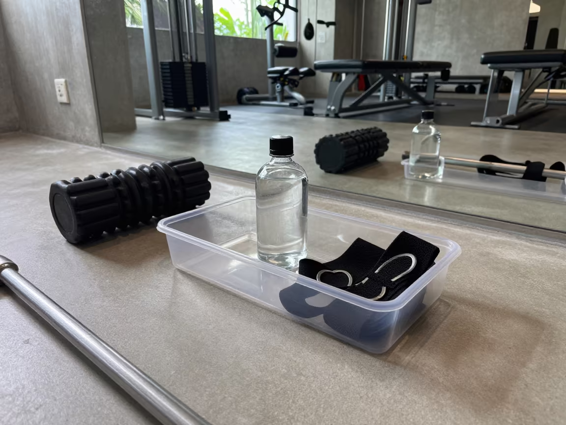 Heart Rate Strap Sanitizer Tray in Cebu Recovery Lounge in inside a recovery lounge beside foam rollers near Cebu