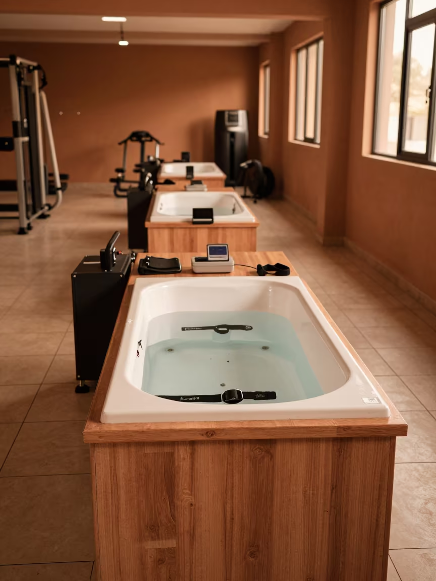 Heart Rate Strap Soak Tub at Ouagadougou Gym in at a gym check-in desk near Ouagadougou