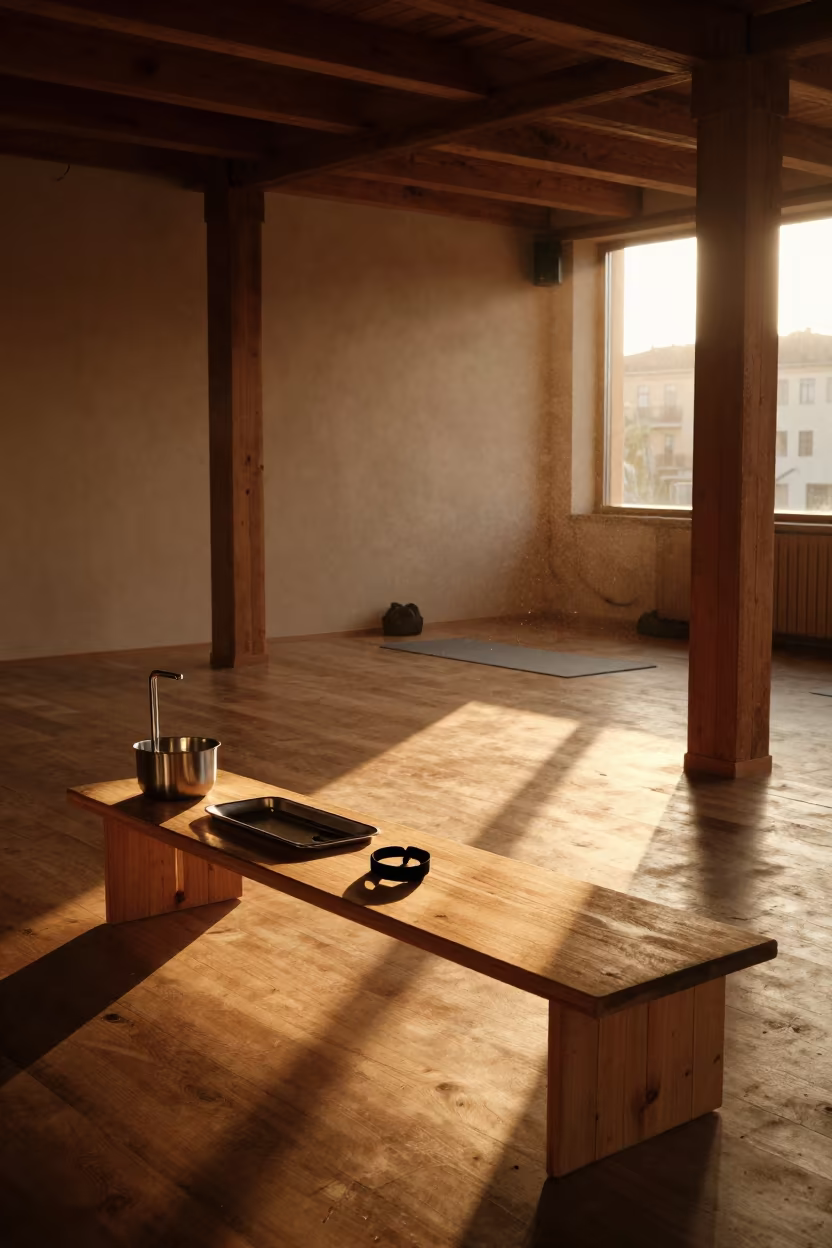 Heart Rate Strap Tray at Sunset Yoga Studio Bologna in inside a yoga studio before the session begins in Bologna