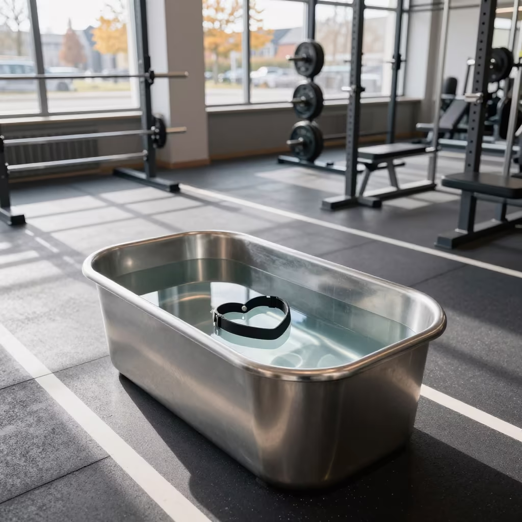 Heart Rate Straps Soaking in Strength Room in inside a strength room in Frederiksberg, Copenhagen