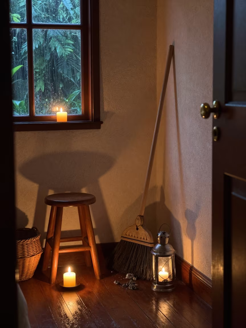 Hearth Broom in Candlelit Bedroom Guayaquil in in a candlelit bedroom in Guayaquil