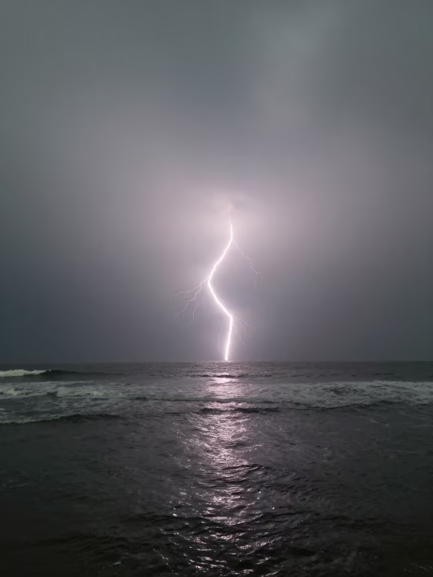 Heat Lightning Over Sri Lanka Fog in through low marine fog in Sri Lanka